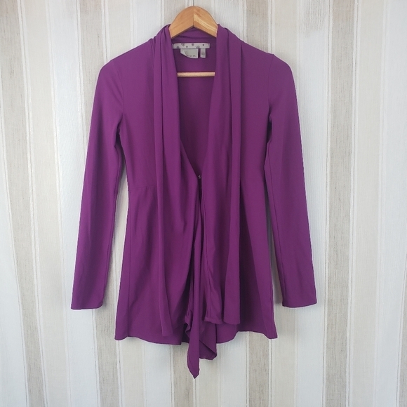 Athleta Cardigan Stretchy Jersey Knit Purple Size Extra‎ Extra Small - Picture 1 of 11